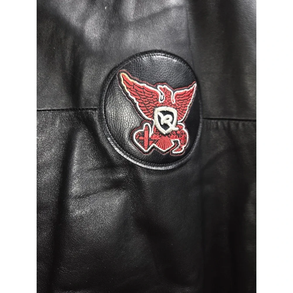 Leather Zippered Men's Jacket Black Size 3XL Roca Wear - Picture 3 of 13